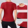 Women Slim Fit Yoga Short Sleeve T-shirt High Elastic Quick Dry Round Neck Top Breathable Slimming Gym Sports Running Shirt