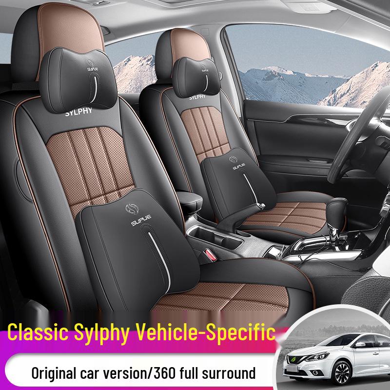 Classic Sylphy Leather Car Seat Cushion - Full Coverage All-Season Universal Cover