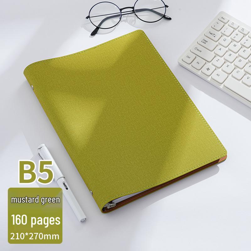 Premium Soft Leather Binder with Removable Rings - A4/B5 Simple Loose-Leaf Notebook Cover