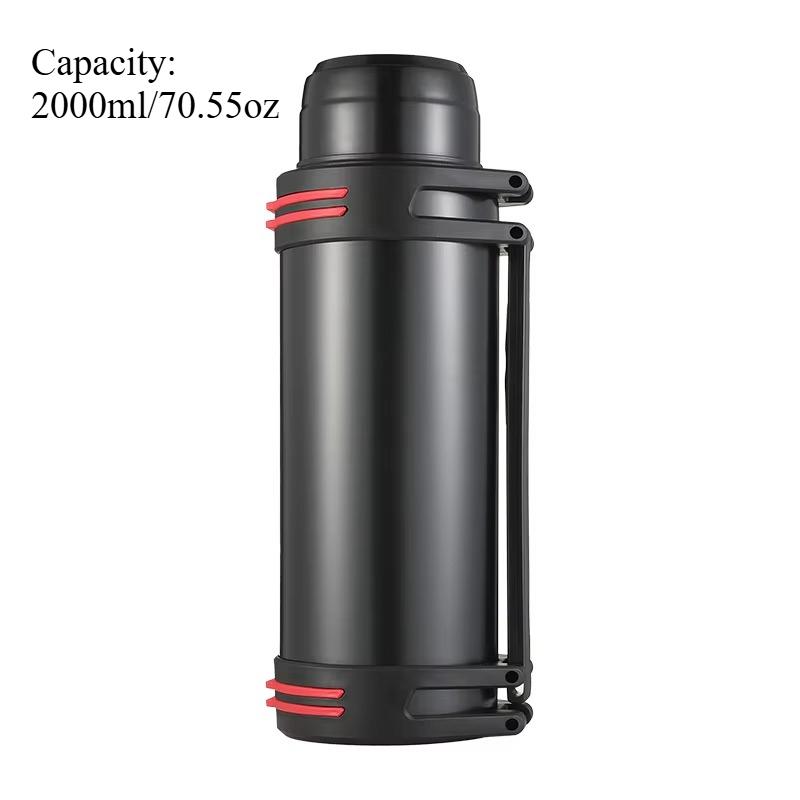 

2000ml/70.55oz,Camping large-capacity stainless steel thermos flask, large-capacity portable water bottle for outdoor travel чёрный