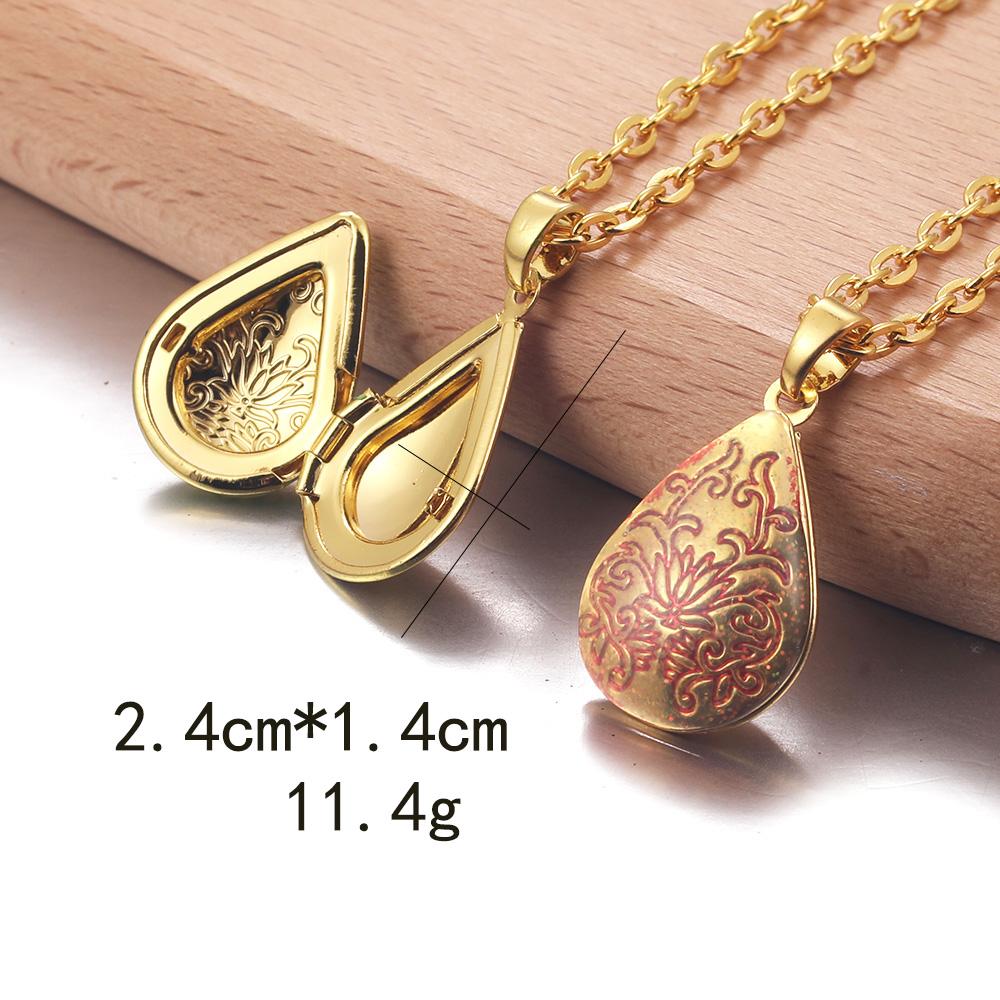 Golden Locket Pendant Mood Necklace Emotion Women Men Lovers Photo Frame Box Choker Necklaces Fashion Love Enamel Jewelry