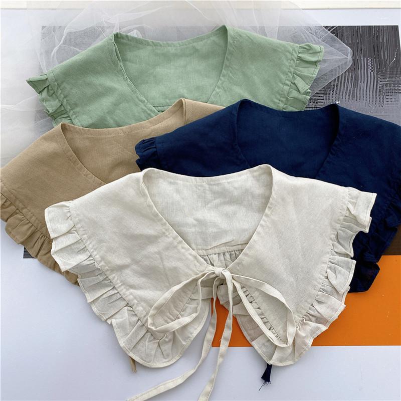 Women Solid Shirts Blouse Sweaters Detachable Collars Shawls Hollow Neckerchief Decoration Fake Collar Tie Scarf Accessories