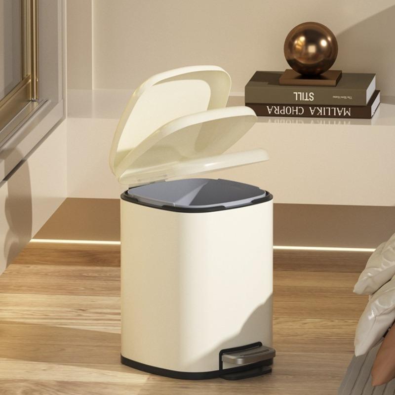 Stainless Steel Trash Can Large Capacity Foot Pedal Trash Bin Modern Simple Household Garbage Bins Kitchen Clean Accessories