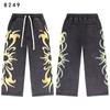 Vintage Washed Distressed Hoodie Denim Pants Set Mens Streetwear Oversized Cotton Sweatshirt Casual Outfit