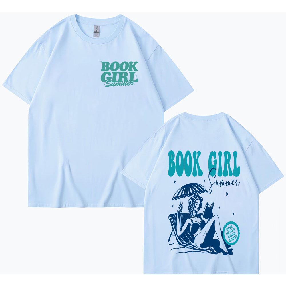 Book Girl Music Printing T-shirt Retro T-shirt Summer Cotton Short Sleeve Casual T-shirt High Quality Clothes for Women Men Tees