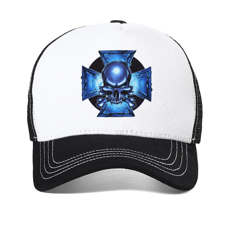 Malta Cross Skull Rider Baseball Cap Men Women's Adjustable Knights Templar Crusades Dad Hat Mesh Breathable Trucker Hat