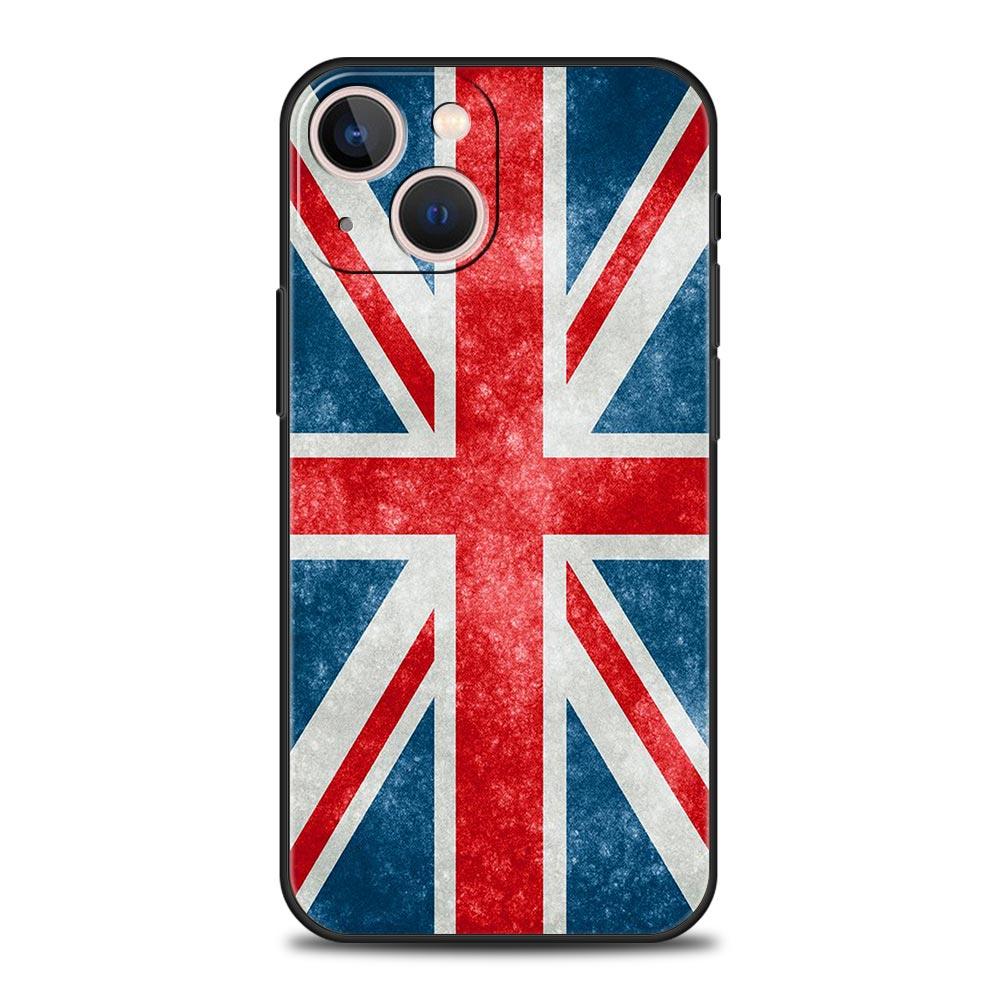 England UK Flags Phone Case For iPhone 17 16 15 Pro Max 11 12 13 14 7 8 Plus SE 2020 X XR XS Cover Soft Black
