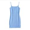 Summer Gyaru ~ European and American UF Rubber Band Solid Sheath Lower Split Sling Pullover Sleeveless Backless Dress Tight