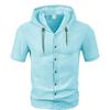 Tk American Summer Thin Breathable Linen Ami Kaji Loose Hooded Men'S Short Sleeve Shirt