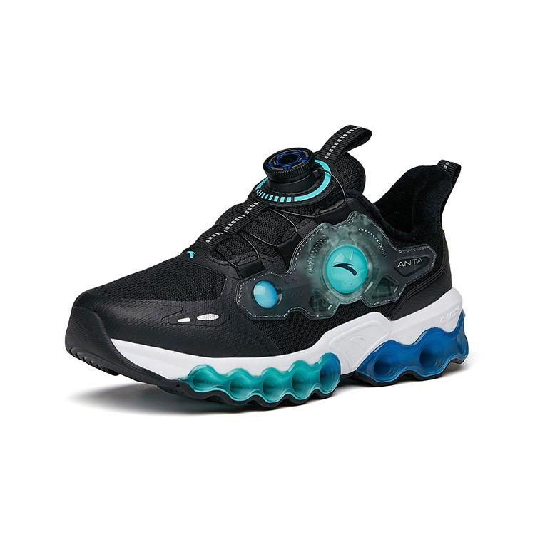 Anta Energy Ring Technology Sports Low-Top Running Shoes Kids Sneaker Black Green 312145582-11