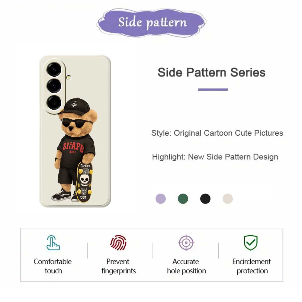 For Samsung Galaxy A56 5G Case Cool Bear Pattern Printing Straight Edge TPU Phone Back Cover