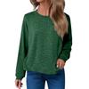 Women's Fashion Loose Round Neck T-Shirt Solid Color Casual Long Sleeve Top