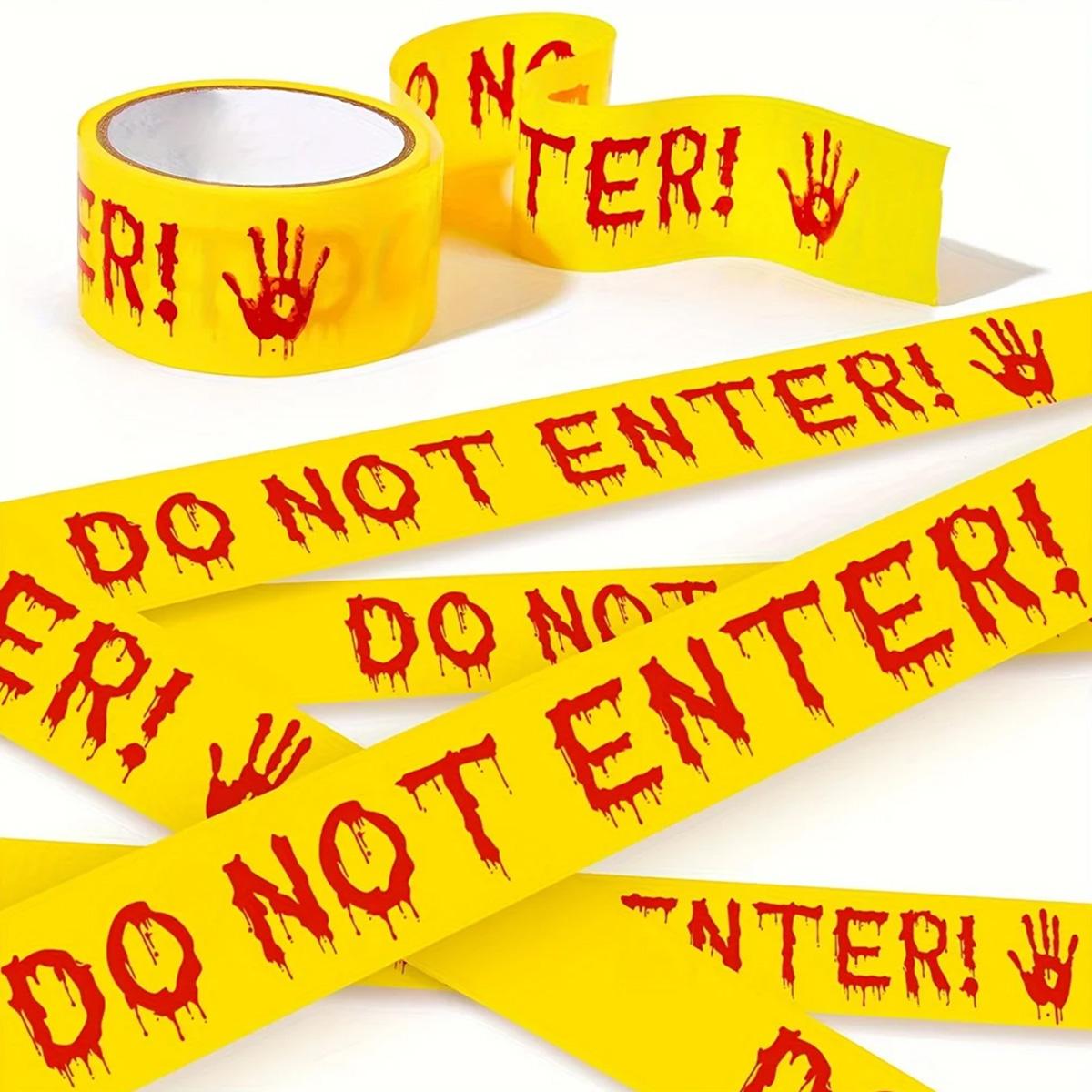 

Halloween Caution Tape with Bloody Handprints - 82ft Plastic Warning Ribbon for Horror Theme Party Decoration, Barrier 4.8cm&25m жовтий