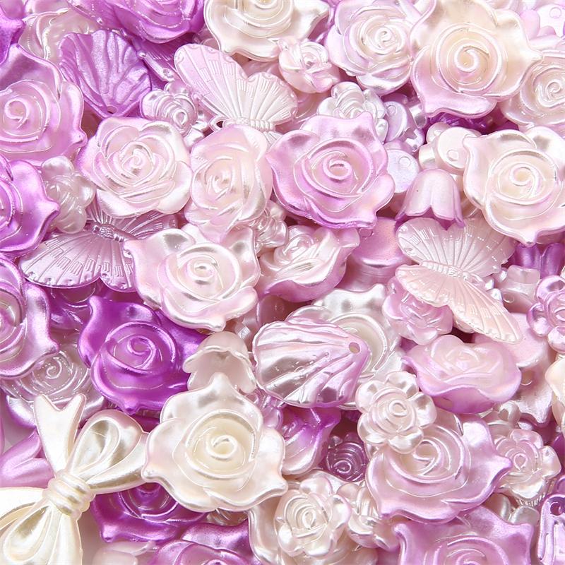 20g/pose Super Flott Kremgradient Rose Sløyfe Perlebesatt DIY Armbånd Halskjede Dekorative Håndtilbehør