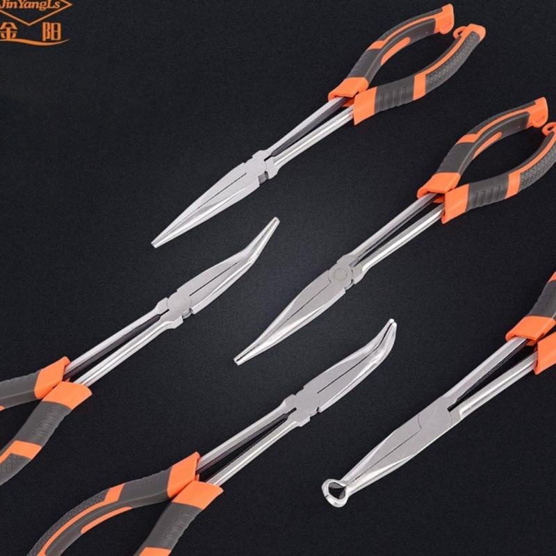 11inch Multifunctional Long Reach Pointed Nose Pliers for Electricians, Anglers, and DIY Enthusiasts
