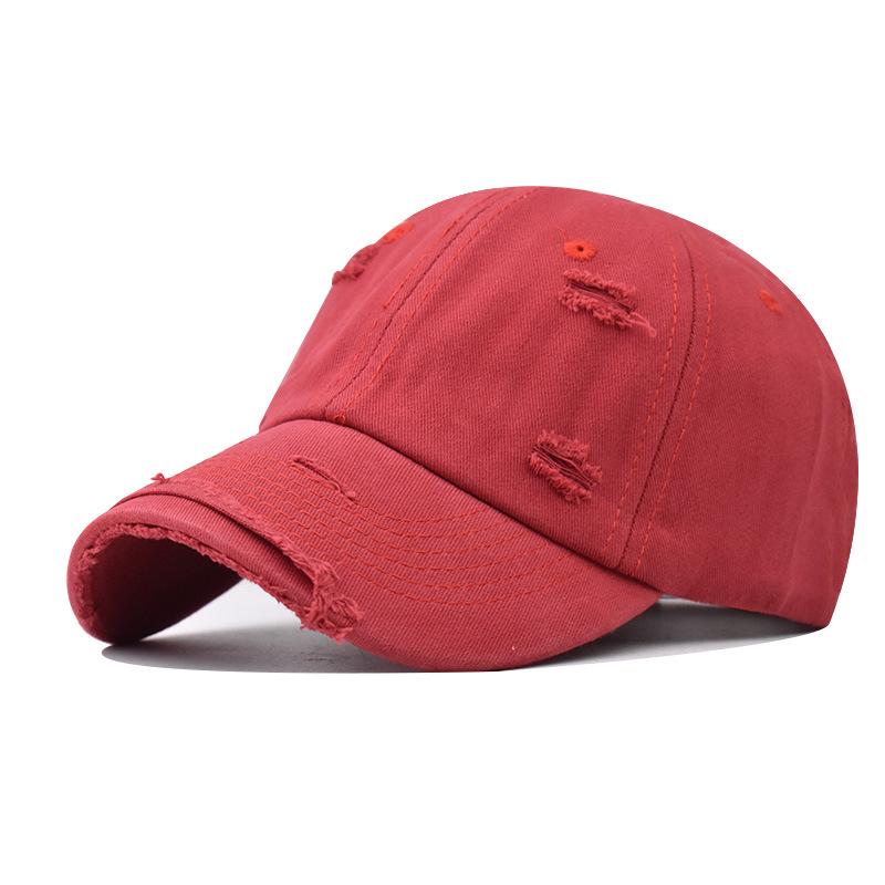 Retro Baseball Cap New Summer Solid Hole Cotton Cap Women Ponytail Hats Men Baseball Cap Outdoor Sunshade Visor Casual Cap