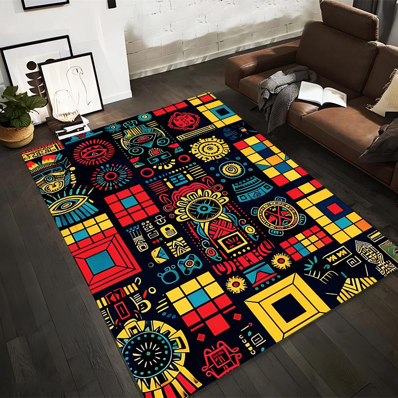 Colorful Bohemian Abstract Geometric Pattern Carpet for Home Decor Suitable for Use As an Anti-slip for Living Room Bedroom Sofas