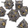 7 Pcs Black Yellow Eyes Metal Dice Solid Metal Polyhedral Dice Set Suitable for Role-Playing RPG Game Dice Role-Playing RPG