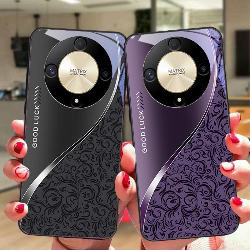 Gradient Pattern Blue For Honor Magic 6 50 70 90 Lite X7b 200 Pro Nova 10 Nova 5T X6 P30 Pura 70 Ultra Tempered Glass Phone Case