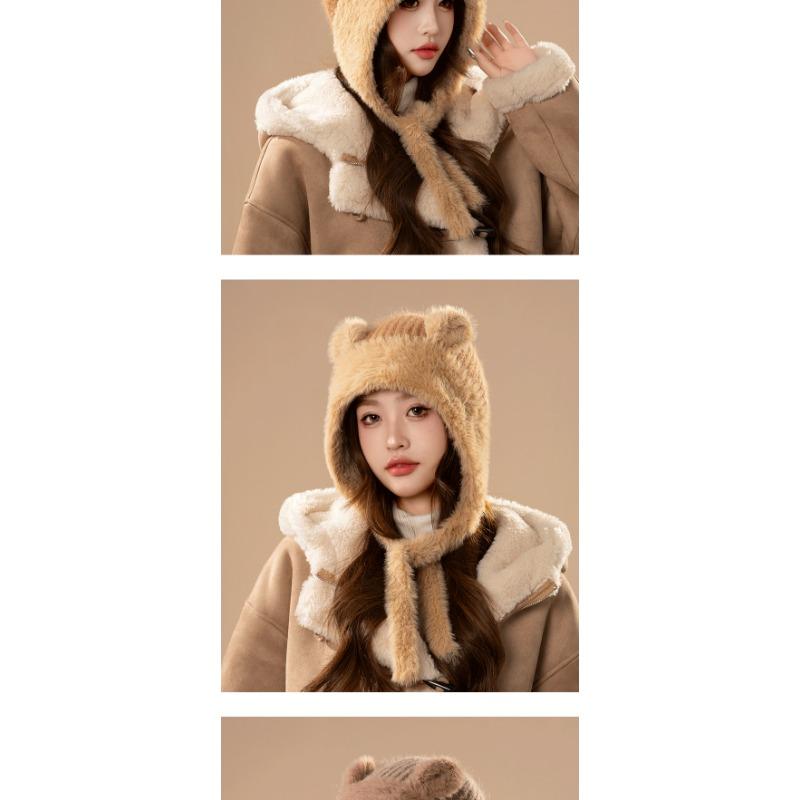 Women S Winter Warm Knitted Hat Cute Ear Flap Cycling Windproof Beanie