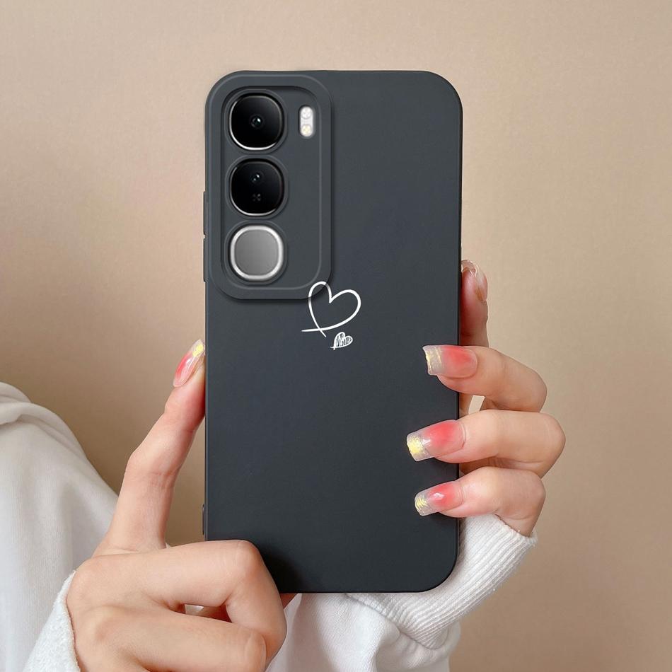 

For Vivo V40 Lite V40SE Y200 Y300 Case Simple Heart Liquid Silicone Camera Protection Back Cover For Vivo V 40 Lite V40 SE Funda Vivo V40 SE(80W)
