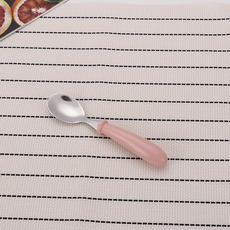 Cartoon Stainless Steel Children's Cutlery Set - Fork & Spoon with Round Handles, Gift for Mother & Baby, Birthday Gift