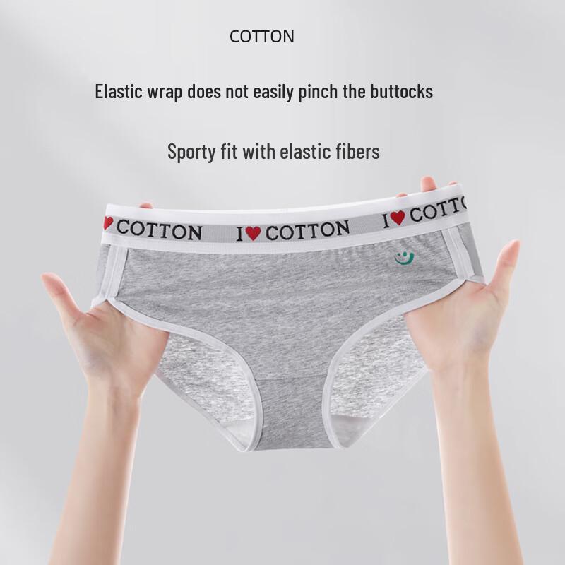 Jing Shu Mian 40S Pure Cotton Antibacterial Women's Mid-Waist Briefs (3-Pack)