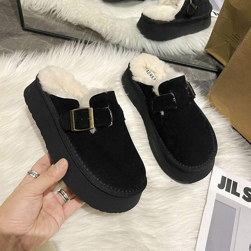 2025 Women s Velvet Warm Birkenstock Clogs - Toe Cap Thick Sole BlackBrown 35 3953₽