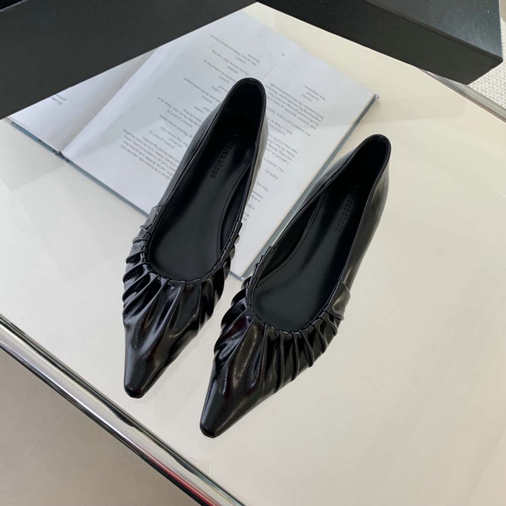 

Модные женские туфли-лоферы с острым носком, новые поступления 2024 года, черные, золотые, серебряные, красные, на низком плоском каблуке, неглубокие туфли-лодочки, женские размеры 35-39 5.5 чёрный