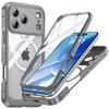 For iPhone 17 Pro Max Magnetic Case PC+TPU Phone Cover with Tempered Glass Screen Film