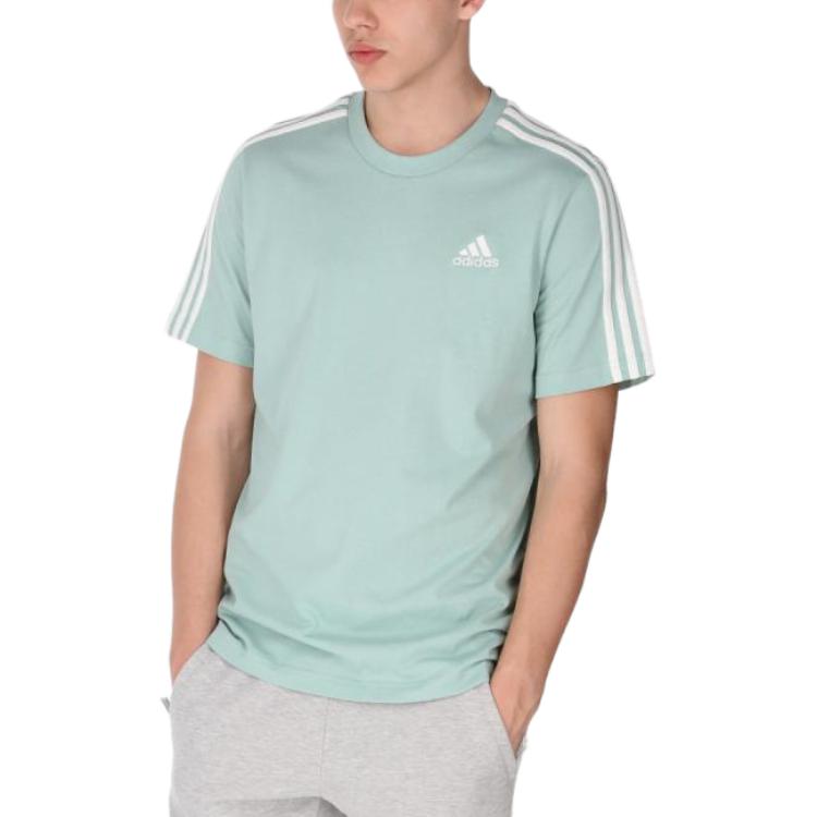 Adidas T Shirts Men's Turquoise Crew Neck Moderate Straight Fit GK9219