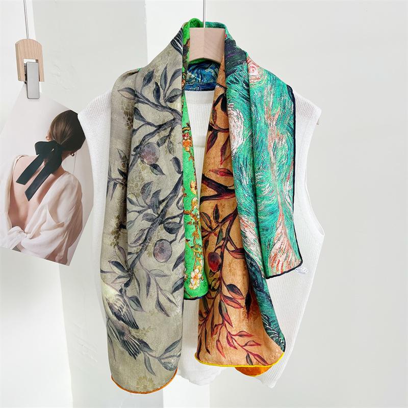 110*110cm oboustranný hedvábný šátek Dámský velkorysý šátek Mulberry Hedvábný šátek