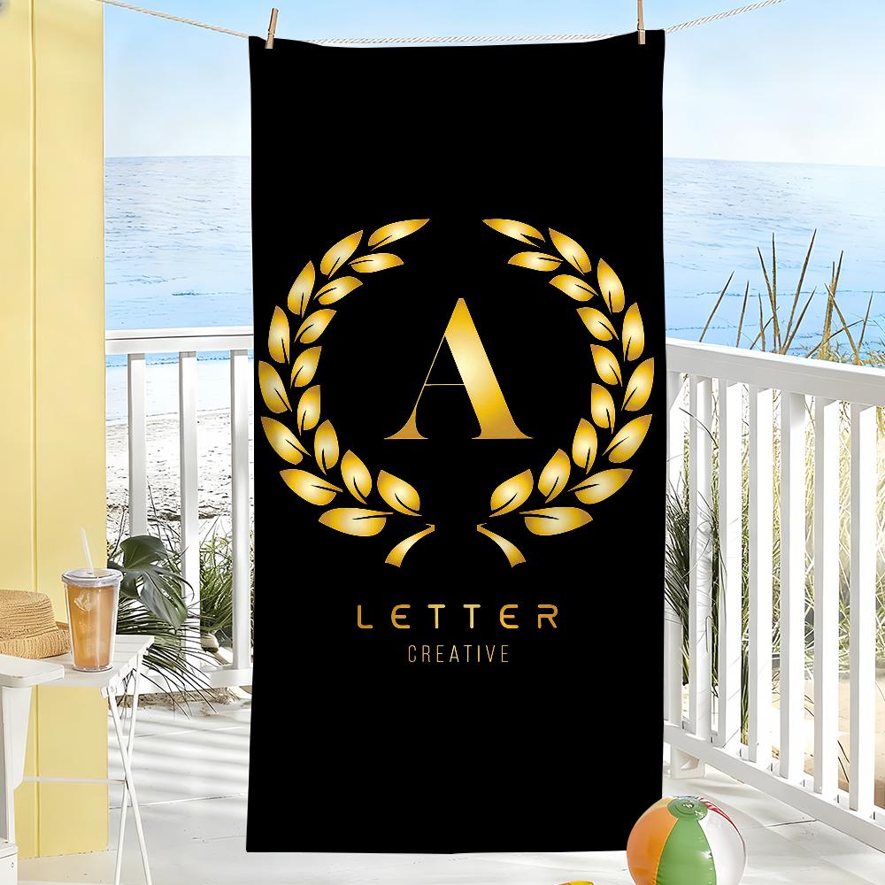 Black Golden Crown Letter Towel Sports Quick Dry Travel Camping Sandproof Soft Light Large Beach Towel