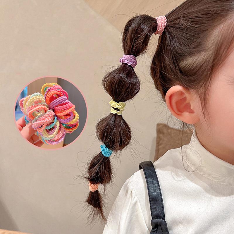 50Pcs Hair Ties Girls Candy Color Elastic Hair Band Baby Cute Trendy Comfortable Headwear Hair Ties Kid Hair Accessories