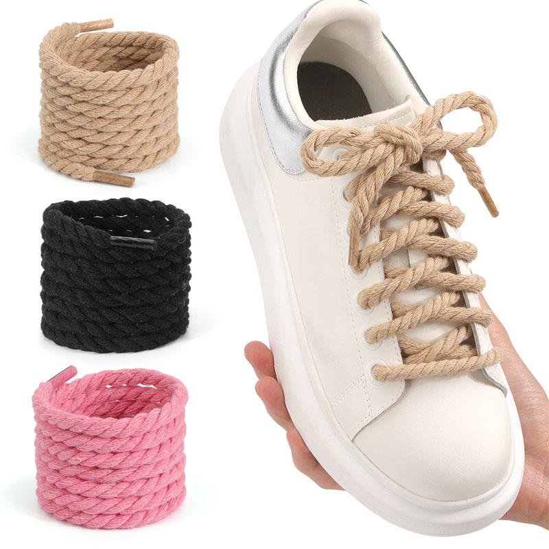 8MM Durable Cotton Shoelaces Replacement Laces for Shoes Round Thick Hemp Rope Shoe Laces Width 8MM Length 120CM Unisex