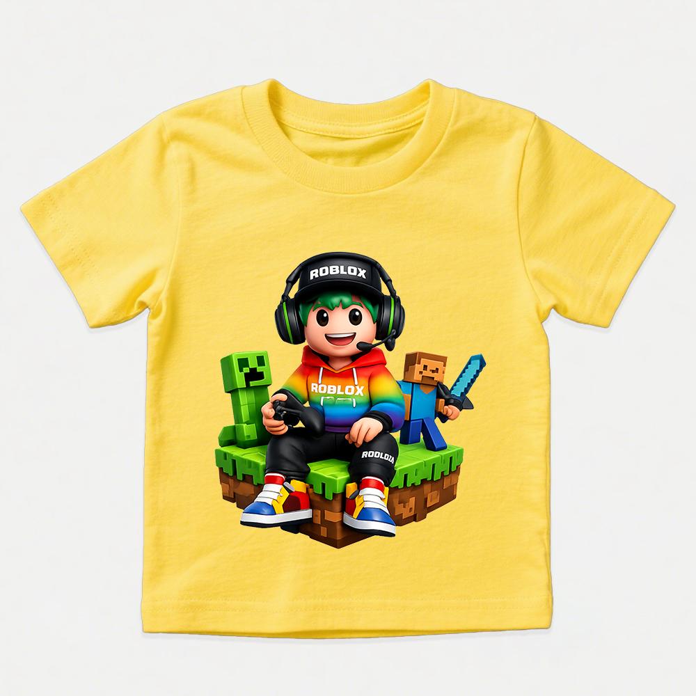 Roblox Spiel Print T-Shirts für Jungen Mädchen Kinder Kurzarm T-Shirt Oberteil Kinder Freizeitkleidung