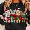 Pull pour femme imprimé chats de Noël en fil synthétique, pull à capuche avec chatons au crochet, sweat de Noël par sublimation, sweat à capuche Kawaii cadeau pour fille de Noël