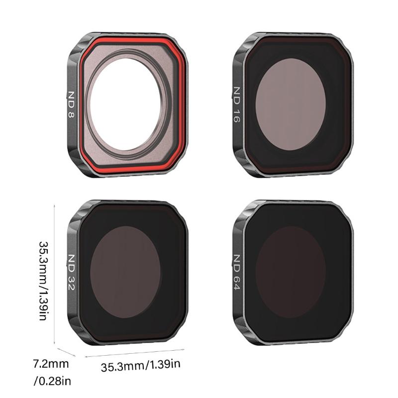 Quick Install Scratch Resistant ND Filter Set For Action Cameras Multiple Density ND8 To ND64 Waterproof Lens Protections
