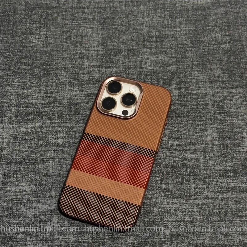 Magnetic Carbon Fiber Phone Case IPhone 16 Pro Max 15 With Kevlar Texture Anti-Slip Shockproof Skin