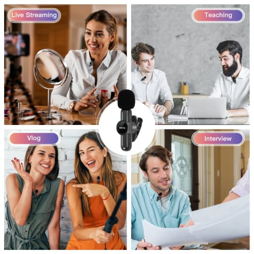 SNZIYAG Wireless Lavalier Microphone for Android Phones, Mini Microphone with Noise Reduction, Compatible with YouTube Live Streaming, Vlogging, Inter