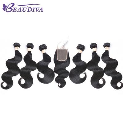 Brazilian Hair Weave 6 Bundles With Lace Closure Wave Part Body