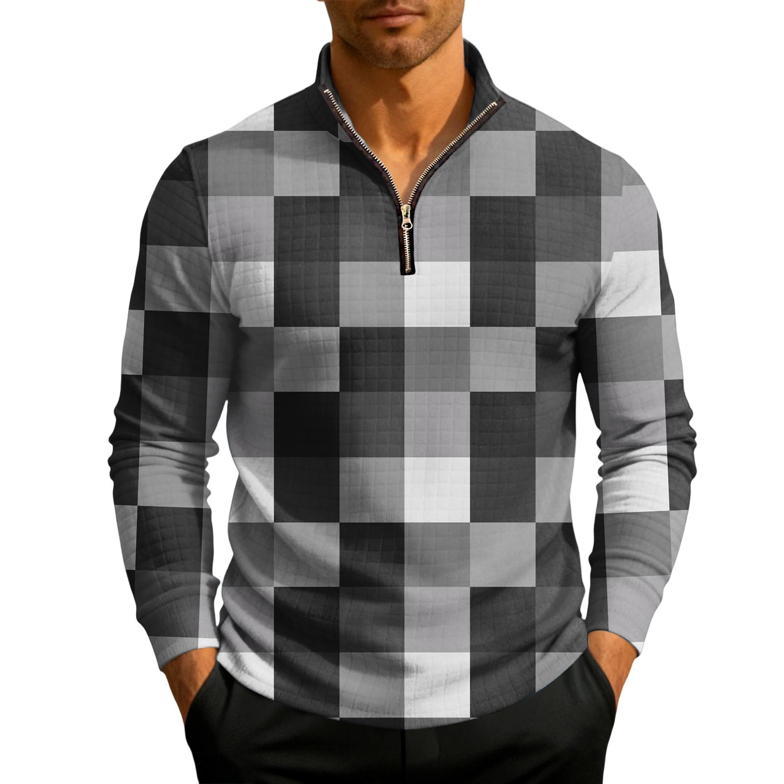 

Мужской вязаный пуловер на молнии до середины груди со стойкой XL