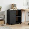 Mobile Cabinet in Black 63.5 x 39 x 65.5 cm Solid Pine Wood