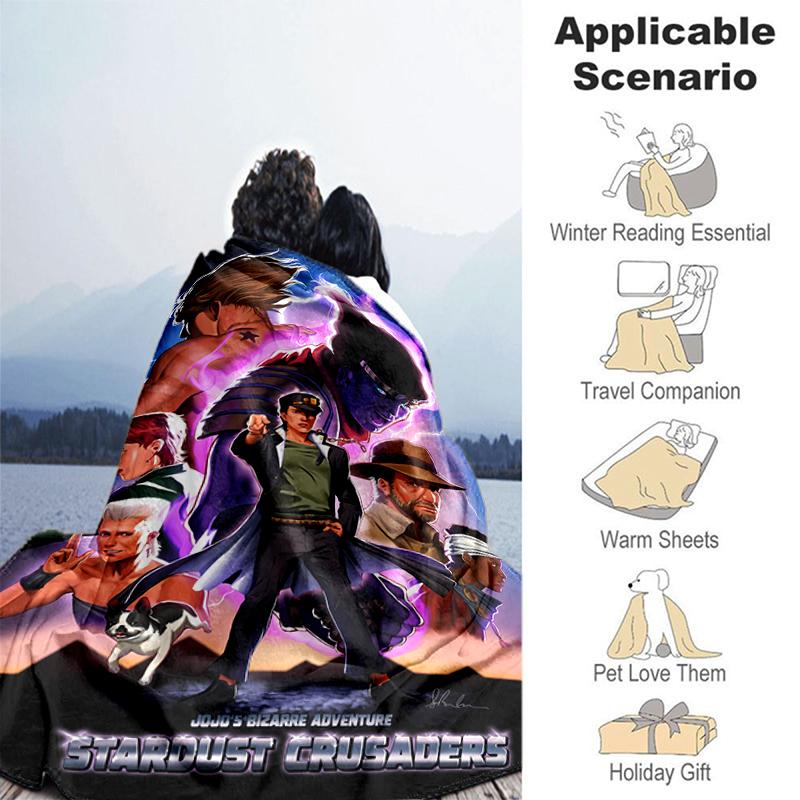1pc Blanket JoJo's Bizarre Adventure3 Print Design, Lightweight Blanket for Sofa, Bed- Soft &Warm, Gift for All Seasons like Christmas, Halloween
