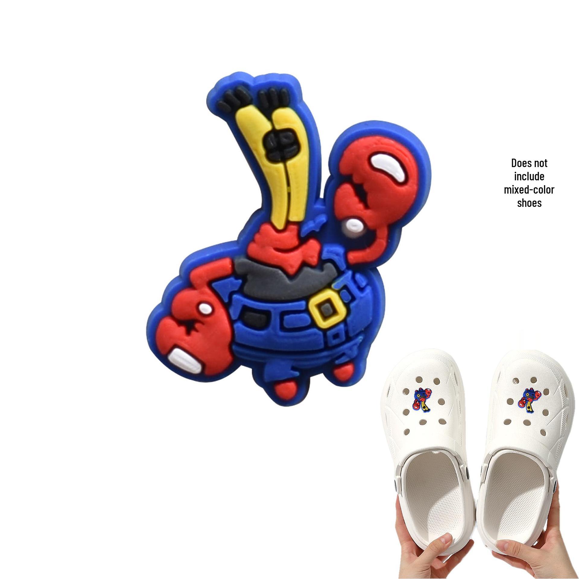 SpongeBob Cartoon Shoe Buckle Charm: Cute PVC Removable Shoe Ornament for DIY Accessories