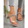 Sandals Women's 2025 Summer New High Heels Fashion Rhinestone Thick Heel Women's Slippers