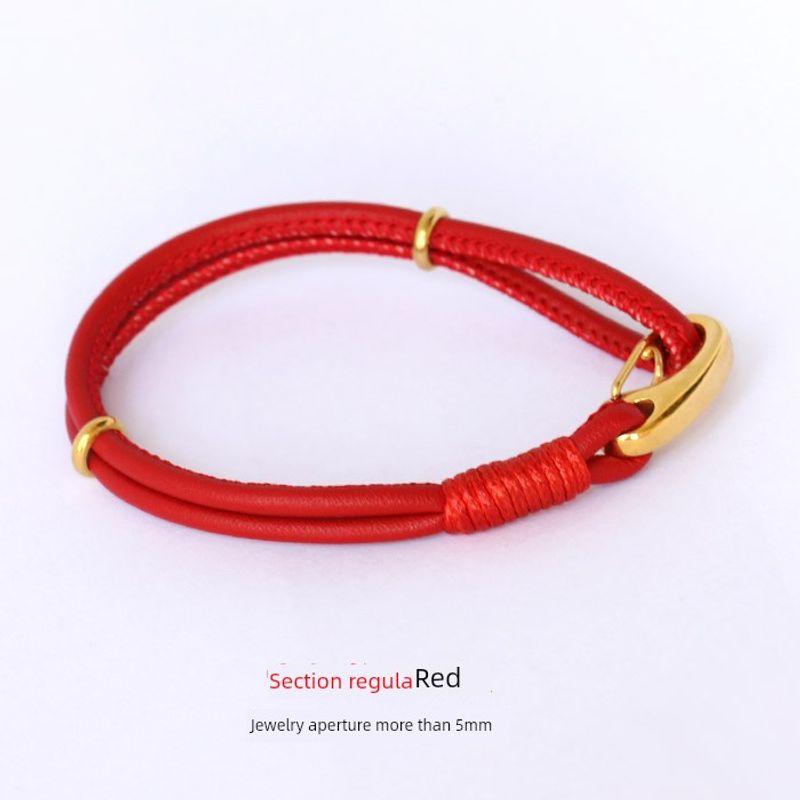 

Ремешок-браслет с нанизанными бусинами, 3D, из твердого чистого золота, ремешок для ношения, золотые бусины на удачу, ожерелье из натуральной кожи, плетеный, парные модели для мужчин и женщин 18cm Red regular (aperture need more than 5mm)