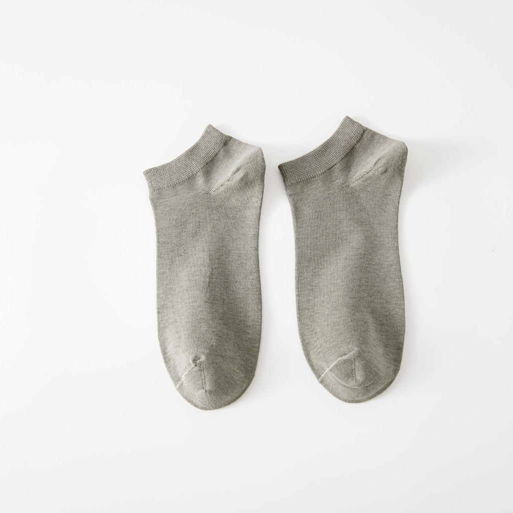 Short Men'S Socks Solid Color Comfortable Low-Top Socks Breathable Thin Sweat-Absorbing Cotton Socks Business Casual Boat Socks Basic