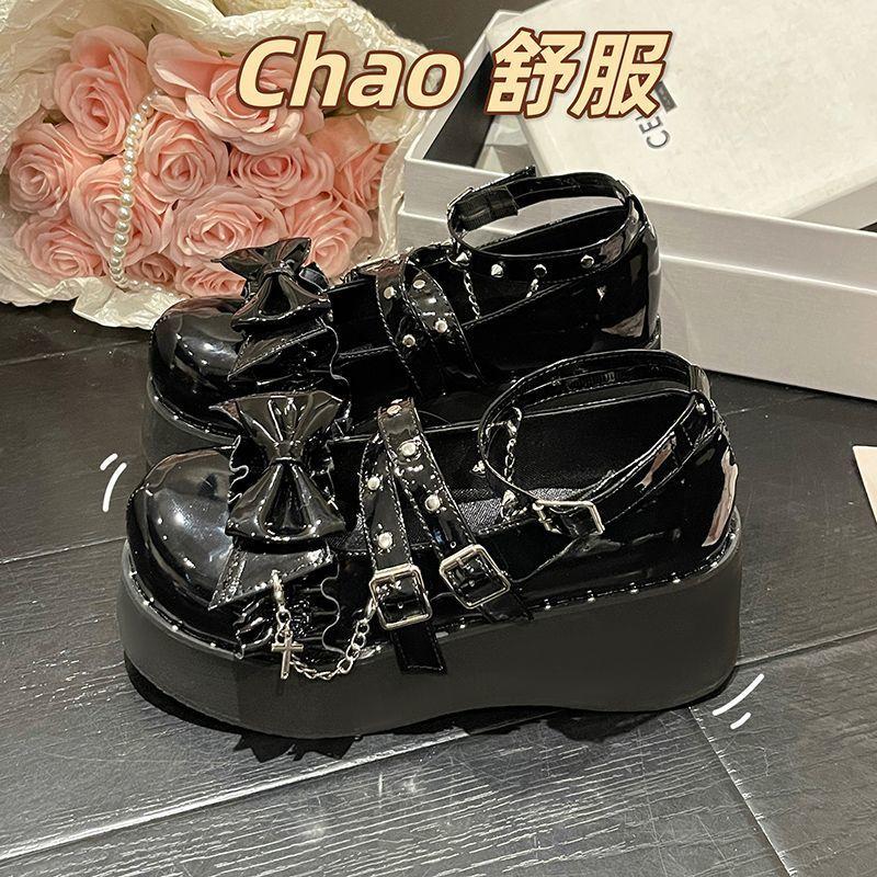 Dark subculture sweet cool babes muffin small leather shoes women's heightened platform shoes Japanese jk uniform lulita single shoes