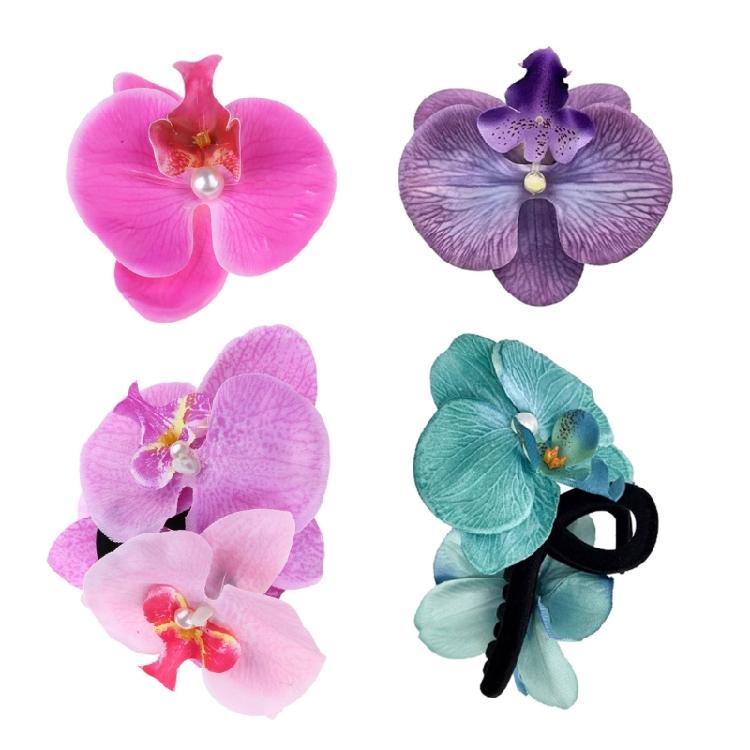 Orchids Flower Hair Claw Clip French Jaw Clip Spring Hair Grip PonytailHolder